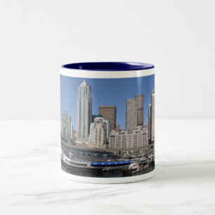 Seattle Panoramic Skyline Two-Tone Coffee Mug