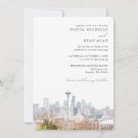Seattle Photo Wedding Elegant Skyline Invitation