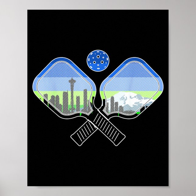 Seattle pickleball player pacific northwest poster (Front)