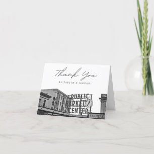 Seattle Public Market Black & White  Thank You Card