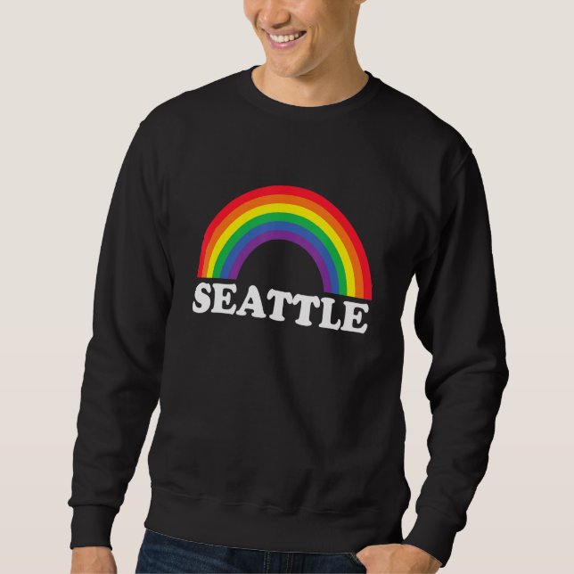 Seattle Rainbow LGBTQ Gay Pride Lesbians Queer Sweatshirt (Front)
