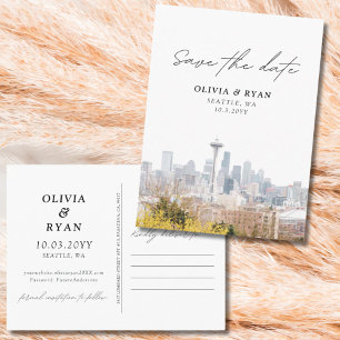 Seattle Save the Date Postcard Elegant Wedding