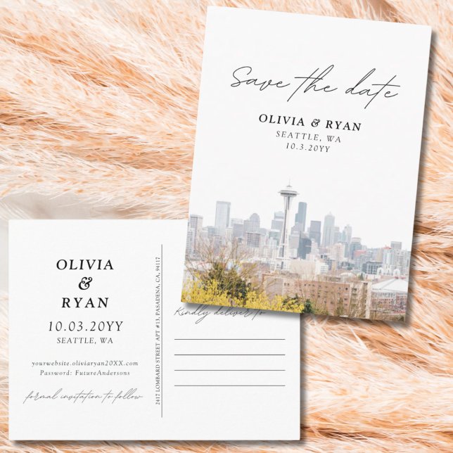 Seattle Save the Date Postcard Elegant Wedding (Seattle Save the Date Postcard Elegant Wedding
)