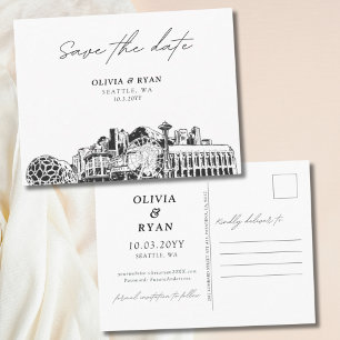 Seattle Save the Date Postcard Modern Wedding