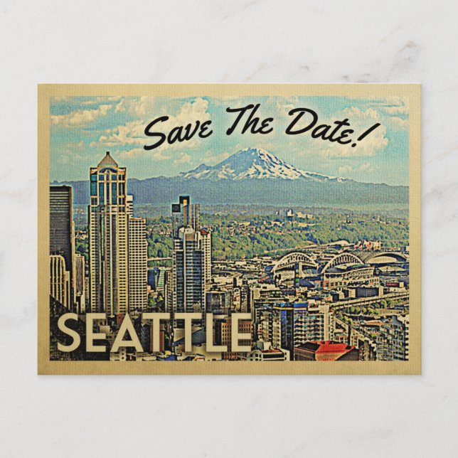 Seattle Save The Date Vintage Postcards (Front)