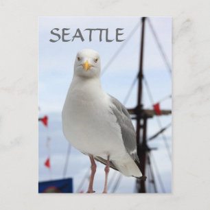 Seattle, Seagull and Boat Postcard