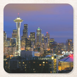 Seattle seen from Kerry Park in Queen Anne Square Paper Coaster