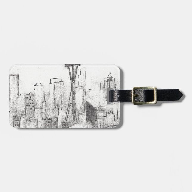 Seattle Sketch Luggage Tag (Front Horizontal)