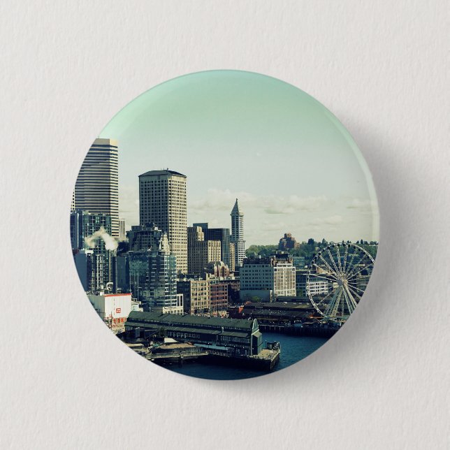 Seattle Skyline 6 Cm Round Badge (Front)