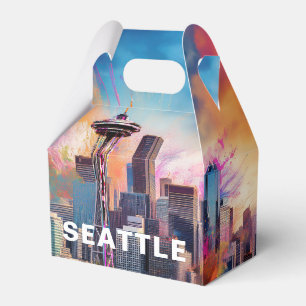 Seattle Skyline Abstract Art Favour Box
