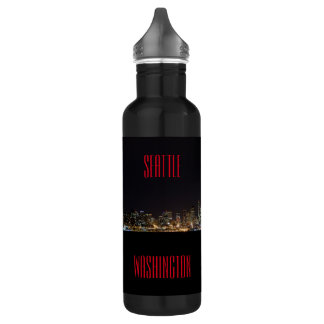 Seattle Skyline at Night 710 Ml Water Bottle