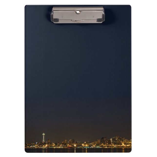Seattle Skyline at Night Clipboard (Front)