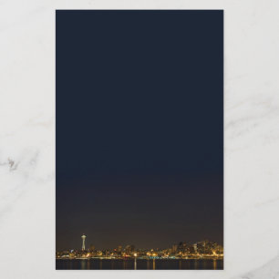 Seattle Skyline at Night Stationery