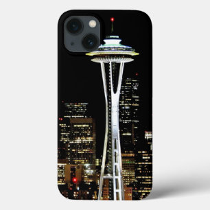 Seattle skyline at night, with Space Needle. iPhone 13 Case