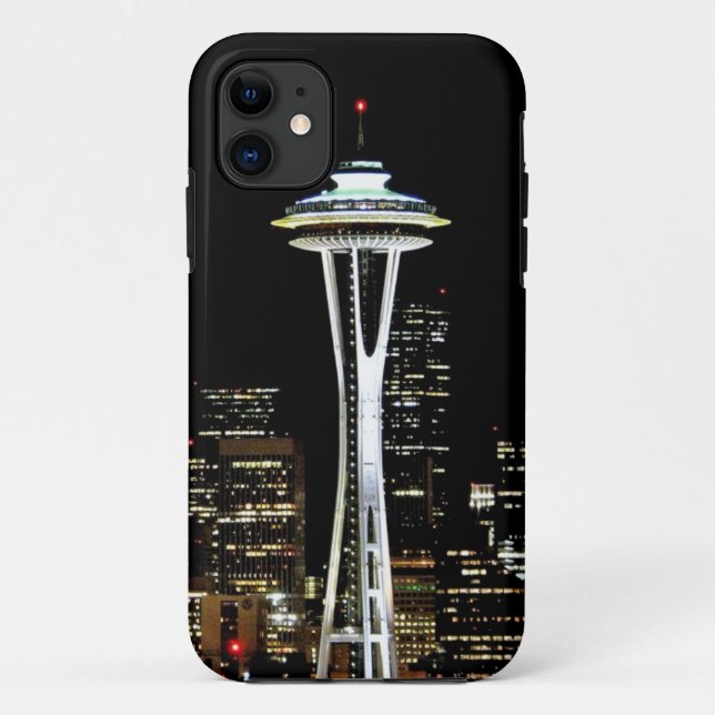 Seattle skyline at night, with Space Needle. Case-Mate iPhone Case (Back)