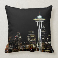 Seattle skyline at night, with Space Needle.