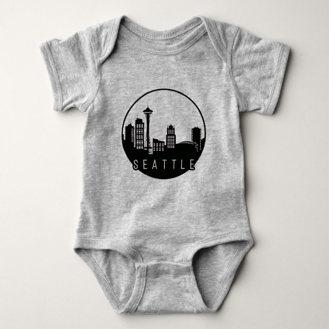 Seattle Skyline Baby Bodysuit (Front)