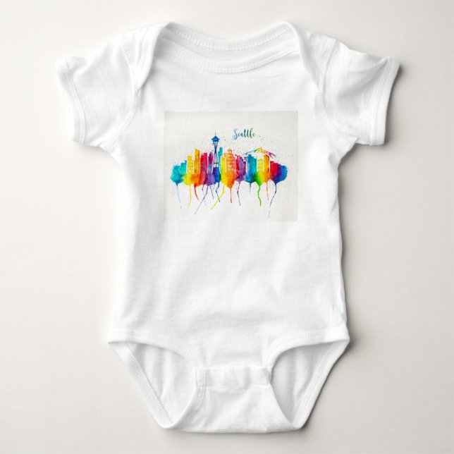 Seattle Skyline Baby Jersey Body Suit onsey Bodysuit (Front)