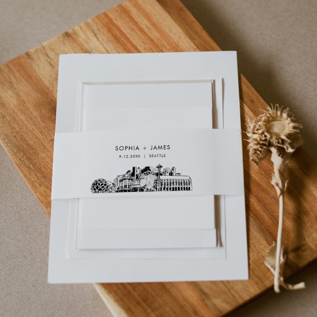 Seattle Skyline Belly Band, 2"x11.5" Invitation Belly Band (Creator Uploaded)