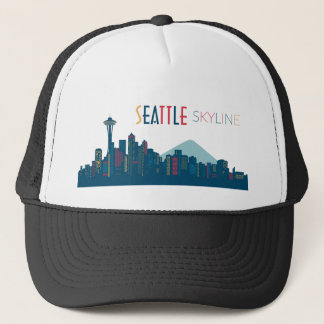 Seattle Skyline Blue Trucker Hat