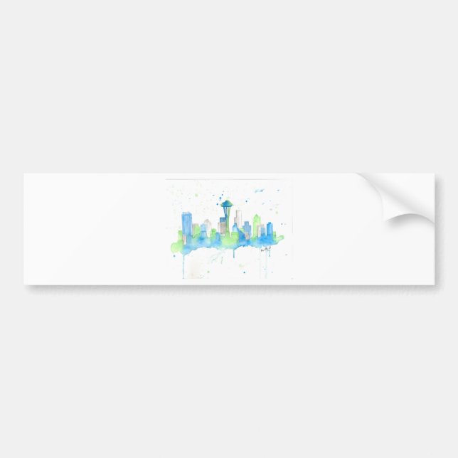 Seattle Skyline Bumper Sticker (Front)