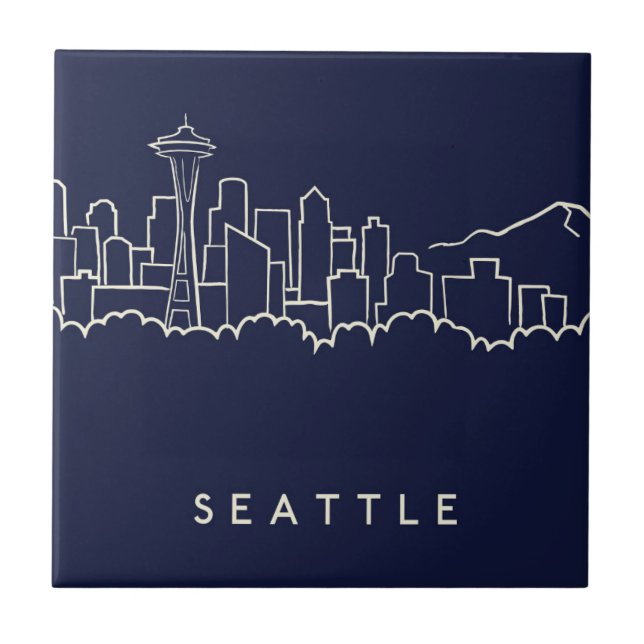 Seattle Skyline Ceramic Tile (Front)