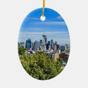 Seattle Skyline Ceramic Tree Decoration
