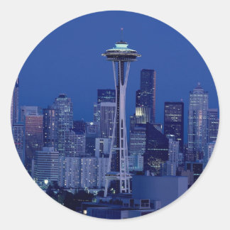 Seattle skyline classic round sticker