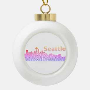 Seattle skyline graphic ceramic ball christmas ornament