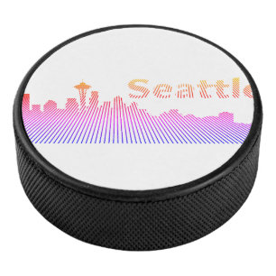 Seattle skyline graphic hockey puck