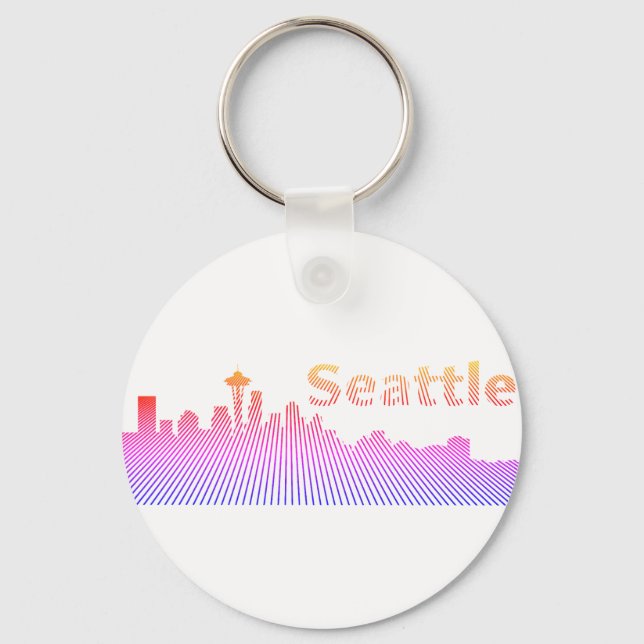 Seattle skyline graphic key ring (Front)