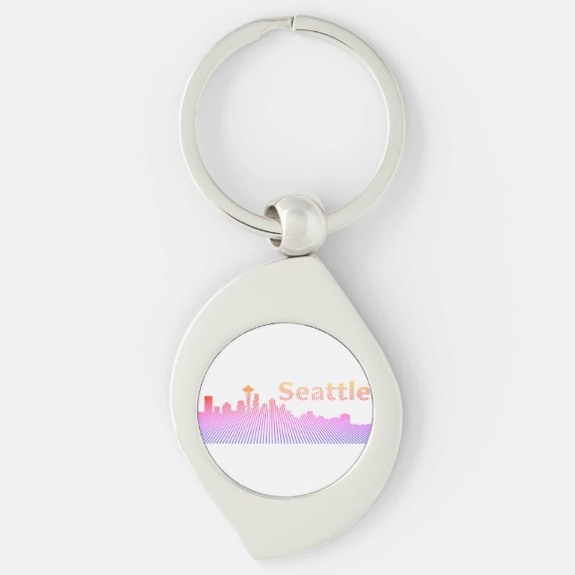 Seattle skyline graphic key ring (Front)