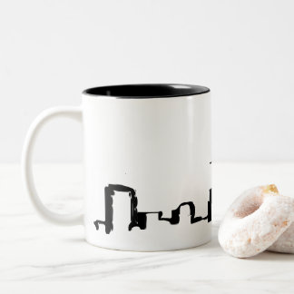 seattle skyline in black ink Two-Tone coffee mug