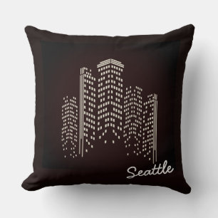 Seattle Skyline Polyester Pillow