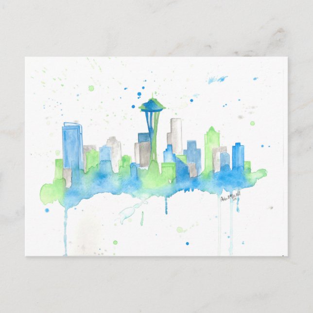Seattle Skyline Postcard (Front)