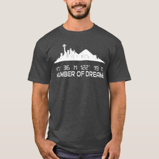 Seattle Skyline Silhouette GPS Coordinates City T-Shirt