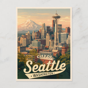 Seattle Skyline – Space Needle & Mount Rainier Postcard