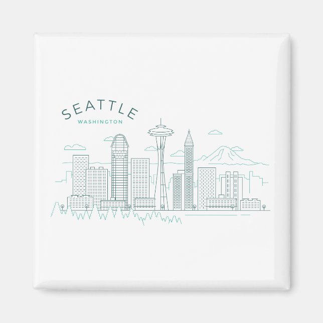 Seattle Skyline Stroke Magnet (Front)
