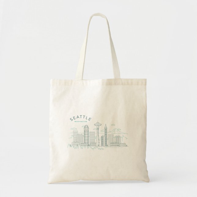Seattle Skyline Stroke Tote Bag (Front)