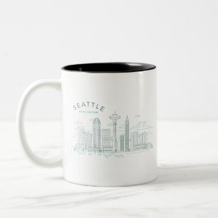 Seattle Skyline Stroke Two-Tone Coffee Mug