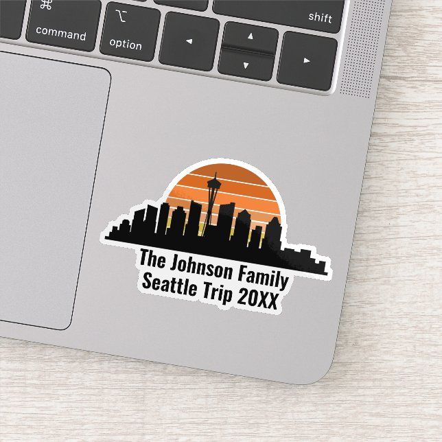 Seattle Skyline Sunset Custom Family Trip Laptop (Detail)