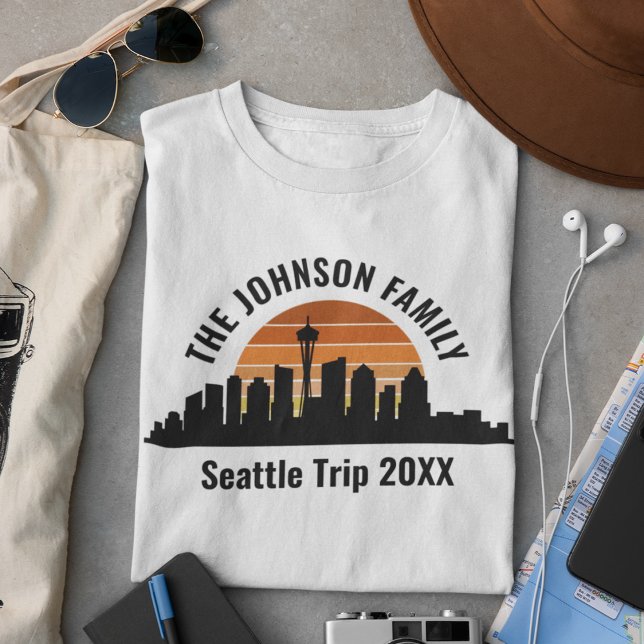 Seattle Skyline Sunset Custom Family Vacation T-Shirt (Creator Uploaded)