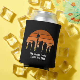 Seattle Skyline Sunset Personalised Can Cooler