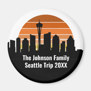 Seattle Skyline Sunset Trip Keepsake Personalised Magnet