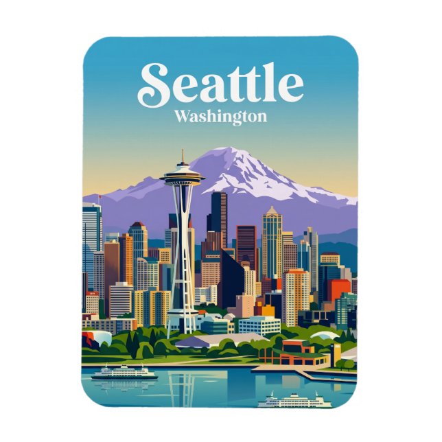 Seattle Skyline USA Magnet (Vertical)