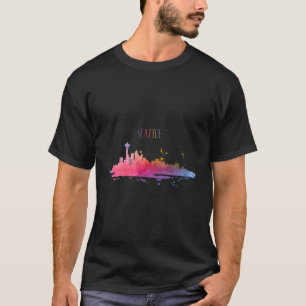Seattle Skyline Watercolor Souvenir Washington T-Shirt