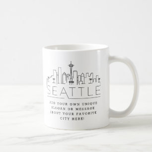 Seattle Stylised Skyline   Custom Slogan Coffee Mug