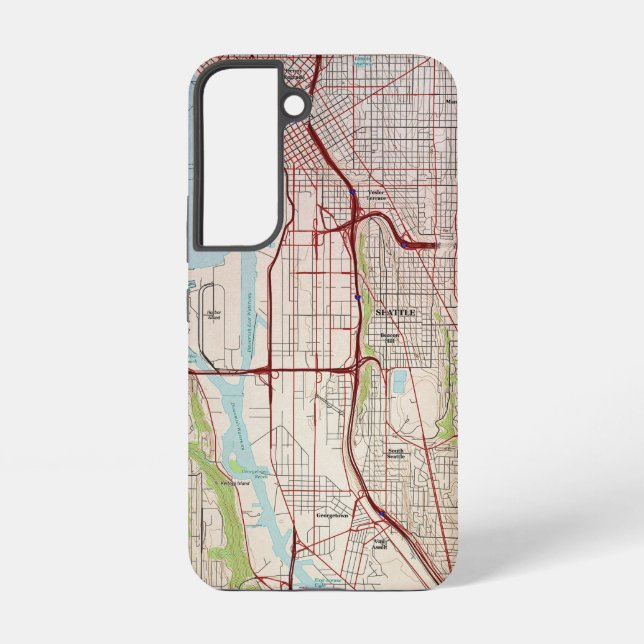 Seattle Topographic City Map Samsung Galaxy S22 Case (Back)