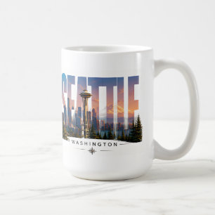 ☕ Seattle Travel Skyline Mountain Views ☕ Coffee Mug