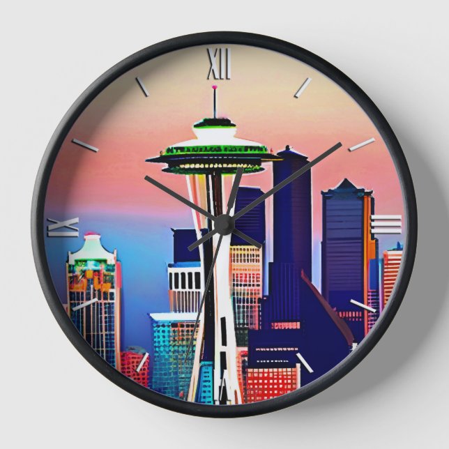 Seattle under a Dawn Sky Clock (Front)